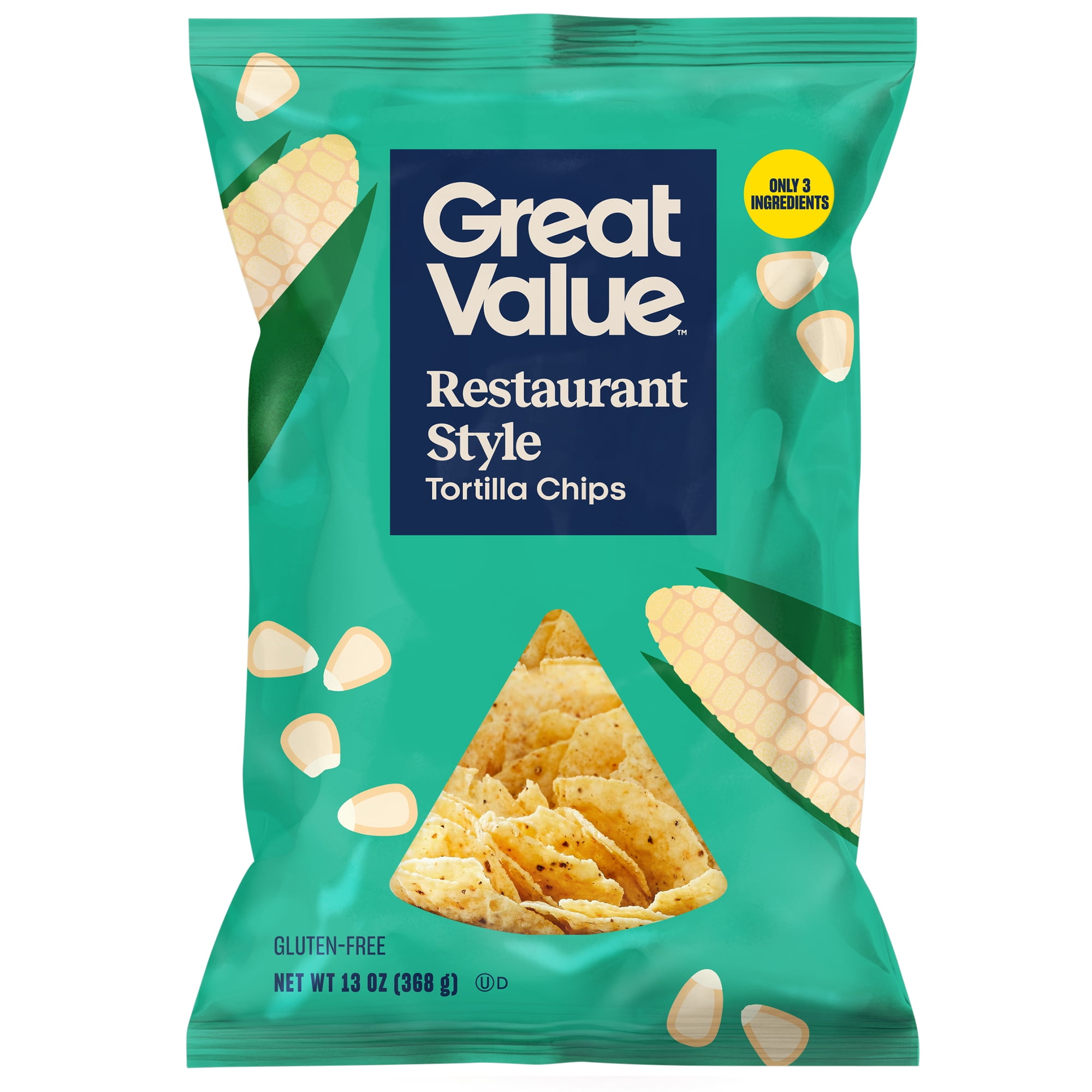 Great Value Restaurant Style White Corn Tortilla Chips, 13 oz