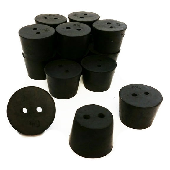 Rubber Stoppers, Size 6.5, 2-Hole. 1-Pound Pack.