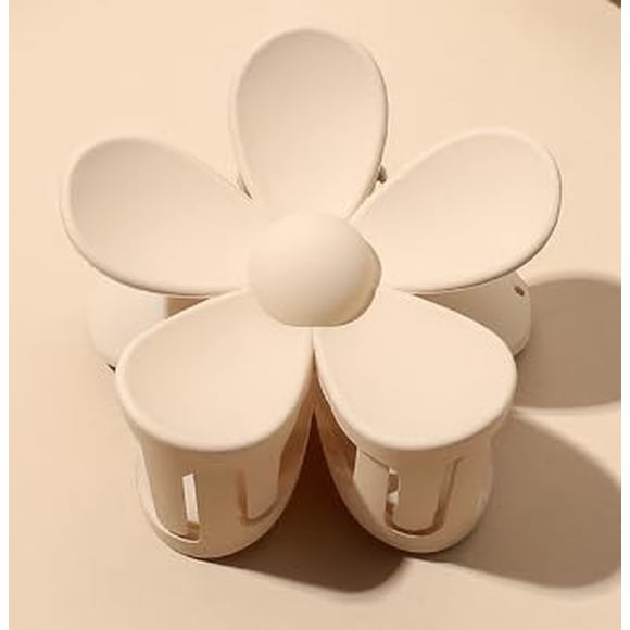 1 pinza para el pelo de color crema, flor para el cabello, bonitas pinzas de flores para mujer, antideslizantes, mate, grandes, para cabello grueso y fino, pinzas de pelo medianas, pinzas para el pelo