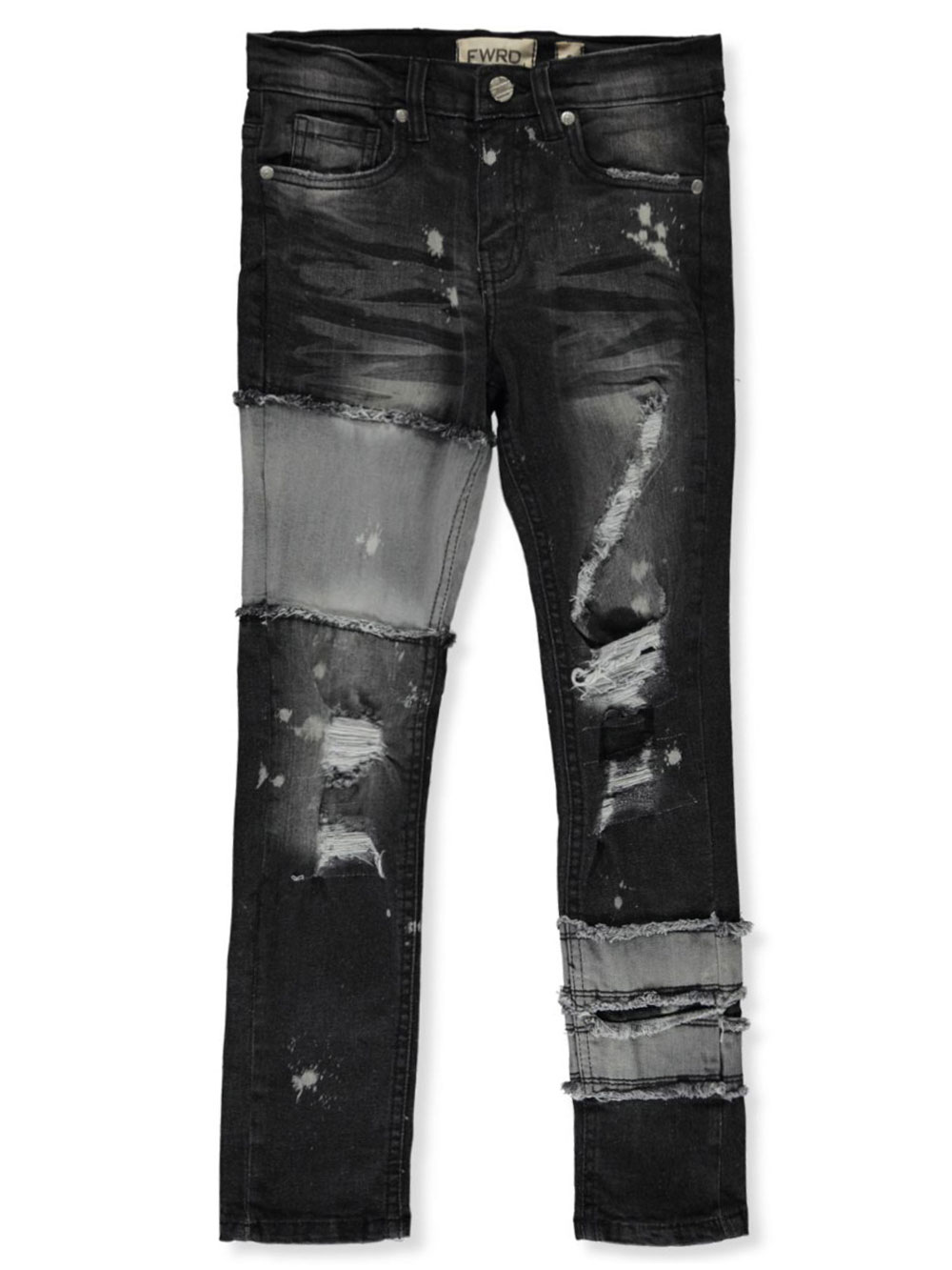 FWRD Boys' Paint Drip Jeans wash black, 4 (Little Boys)