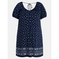 thumbnail image 5 of Terra & Sky Women’s Plus Printed Swing Mini Swing Dress with Tie Back, Sizes 0X-5X, 5 of 5