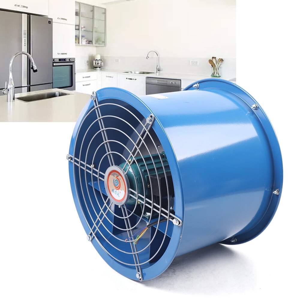 10" Blue Wall-mounted Cylinder Pipe Axial Fan Kitchen Spray Booth Paint Fumes Exhaust Fan Silent