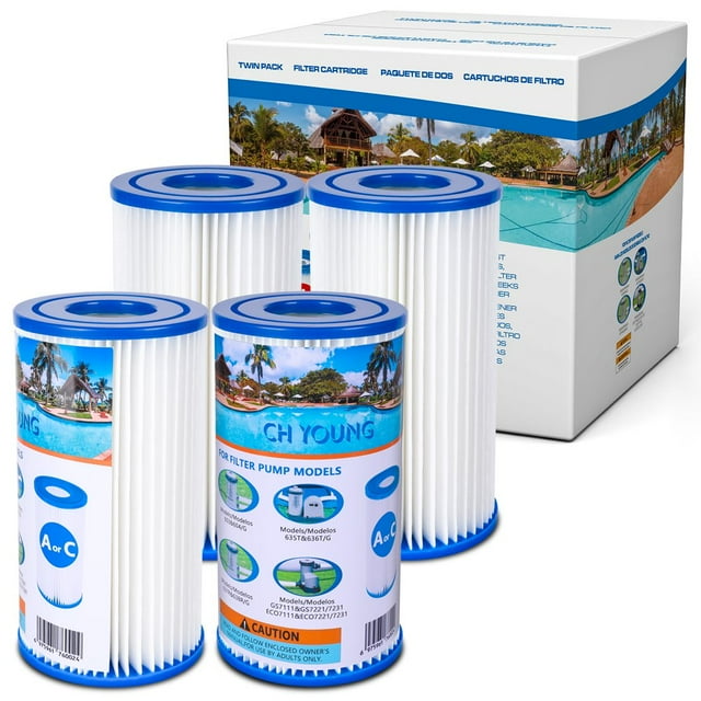 EASTIN Filtre de Piscine (2 Pack) Compatible avec Intex A/C Adapté pour Vagues d'Été A/C Facile à Installer Filtre de Piscine Réutilisable