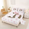 thumbnail image 2 of Erosebridal Chic Leopard Pattern Queen Sheet Sets,Brown Alphabet D Bed Set For Bowknot Girls 4 Pieces, 2 of 6