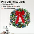 thumbnail image 3 of 24 Inch Pre-Decorated Christmas Wreath with Color Changing LED Lights and Hanger, White Pine Cones & Berries, Includes Timer and Hanger, 3 of 8