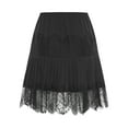 thumbnail image 4 of Yartina Womens Y2k Lace Mini Skirt Sexy Pleated Ruffle Lace Trim Layered Flowy Short Skirts Black M, 4 of 7