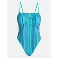 thumbnail image 5 of No Boundaries Tie Front Striped One-Piece Swimsuit, Women's XXS-XXL, 5 of 5