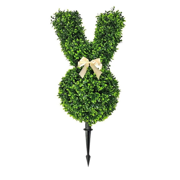 Artificial Bunny Topiary, 23.6 Bunny Shaped Topiary Trees with Boxwood Ball Rabbit Plant Potted Faux Decoration, For I Tree