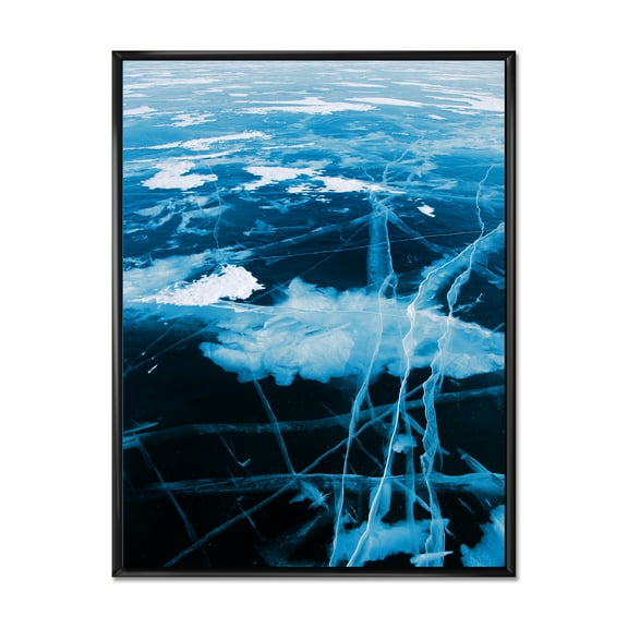 Designart 'White and Blue Ice Structure I' Modern Framed Canvas Wall Art Print