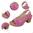 thumbnail image 6 of Mepaouo Womens Sandals Hollow out Flower Wedge Sandal Classic Casual Chunky Heel Slingback Walking Shoes, 6 of 8