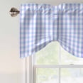 thumbnail image 4 of Blue Grid Tie Up Valance Curtains for Windows, Kitchen Curtains Window Treatments, Checkered Plaid Gingham Lattice Trellis Print Short Window Shades Valances for Bedroom Bathroom Cafe 42"x12", 4 of 8