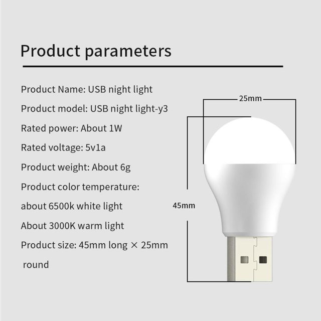 Bombilla de noche USB Lámparas de libros pequeños portátiles Luz de lectura LED (luz cálida) Ndcxsfigh Para estrenar