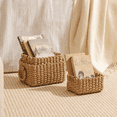 thumbnail image 3 of Small Baskets Set of 3, Small Wicker Baskets for Shelves & Bathroom Toilet Paper Organization, Decorative Paper Rope Organizers, Wicker Storage Baskets, Natural Beige, 3 of 7