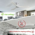 thumbnail image 4 of Sofucor 52 Inch Ceiling Fan Without Lights Flush Mount Ceiling Fan with Remote Control, Wood Blades , Silver, 4 of 10