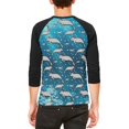 thumbnail image 2 of Christmas Manatee Floaty Potato Pattern Mens Raglan T Shirt White-Black X-LG, 2 of 2