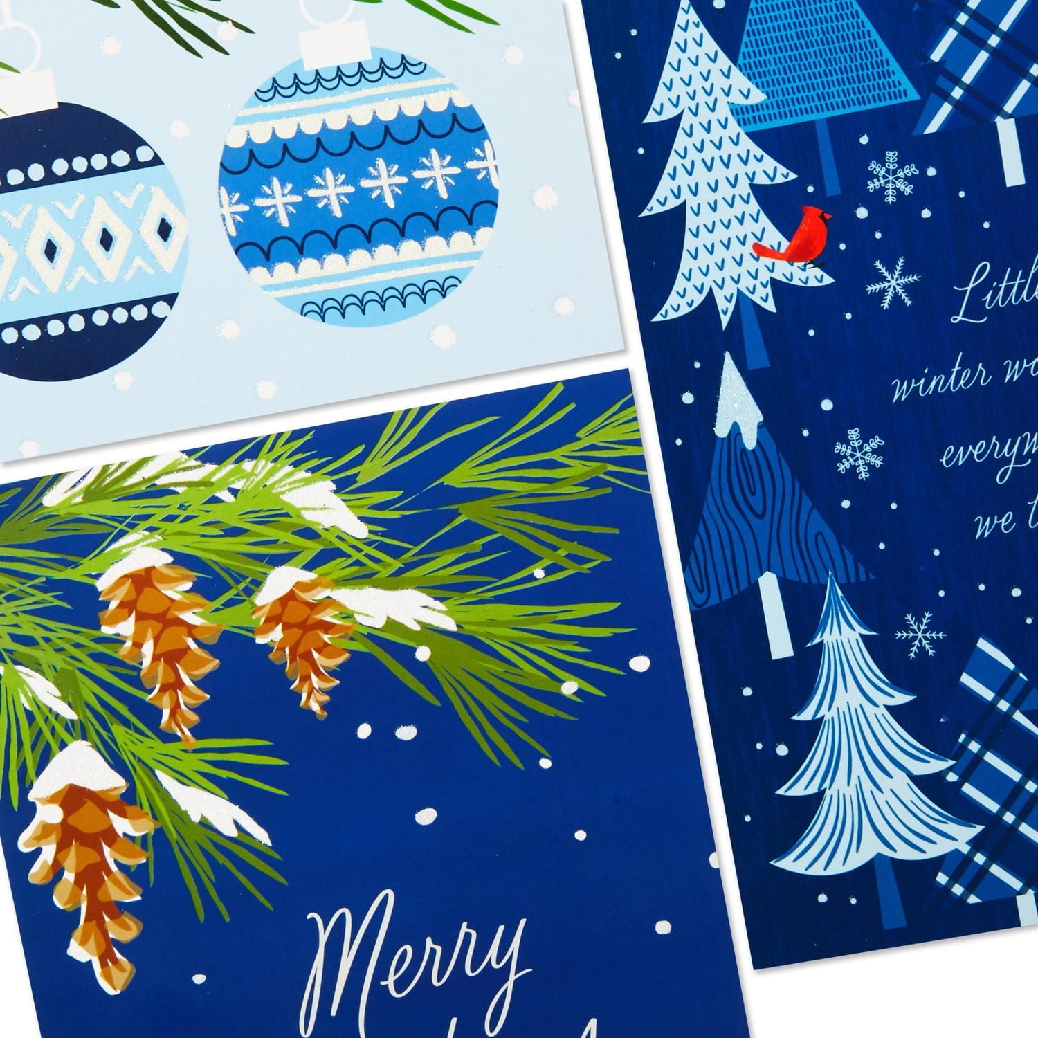 Connections from Hallmark Boxed Christmas Cards (Blue Traditional Assortment), 40 ct.