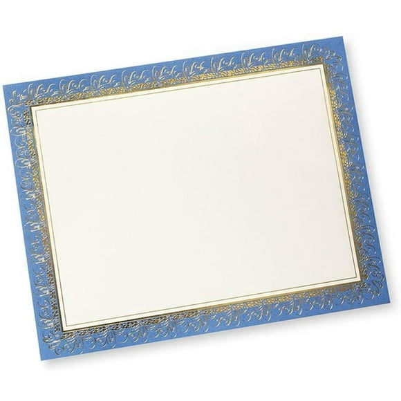 Gartner Studios Papier Certificat Bleu et Doré, 80lb 8.5 x 11", 15 Chiffres, Bleu avec Feuille d'Or (36001-S)