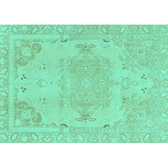 Ahgly Company Indoor Rectangle Abstract Turquoise Blue Modern Area Rugs, 2' x 4'
