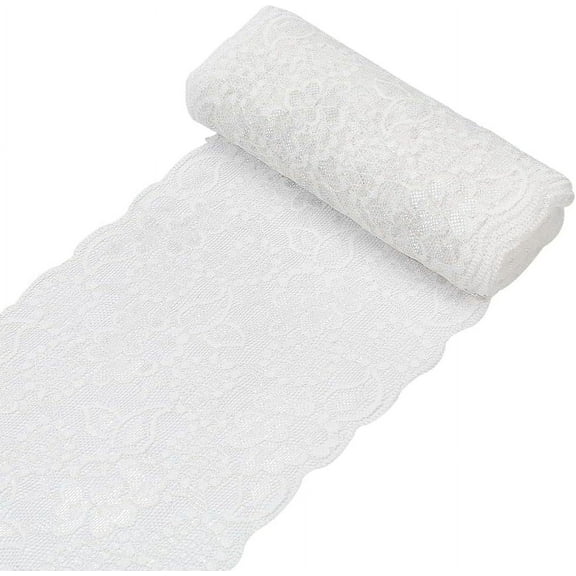 5 Yards Lace Roll White Lace Trim Fabric 5.9 Inch Wide Floral Embroidered Lace Trimming