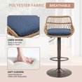 thumbnail image 6 of Homefun Rattan Bar Stools Set of 2 Adjustable Height 360 Swivel Low Back Stools with Footrest Breathable Linen Cushions, 6 of 7