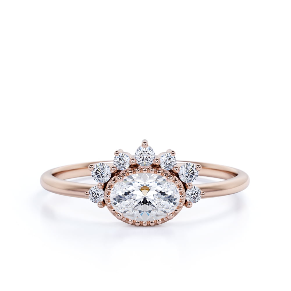 Details about   1.25 Ct Oval Cut Colorless Halo Moissanite  Engagement Ring 14K Rose Gold Finish 