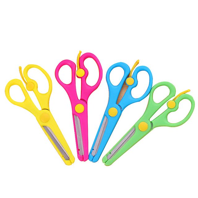 Tijeras para niños de 3 años, 4 piezas de tijeras de bricolaje, tijeras de entrenamiento preescolar, tijeras de seguridad para niños, tijeras para manualidades