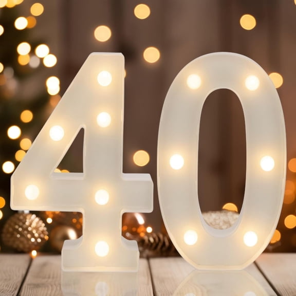 Sparkles Hub 40th Birthday Decorations Woman Man, Marquee Numbers for 40th Wedding Anniversary Decorations, Light up, Backdrop Wall, Centerpieces Table Decoration Battery Operated