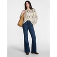 thumbnail image 3 of Scenario Women's High Rise Creased Flare Denim Jeans, Size 0-20, 3 of 6