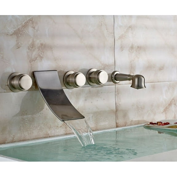 Juno Bordeaux 5pcs Three Handles Luxury Wall Mounted Waterfall Spout Bathroom Bath Tub Faucet