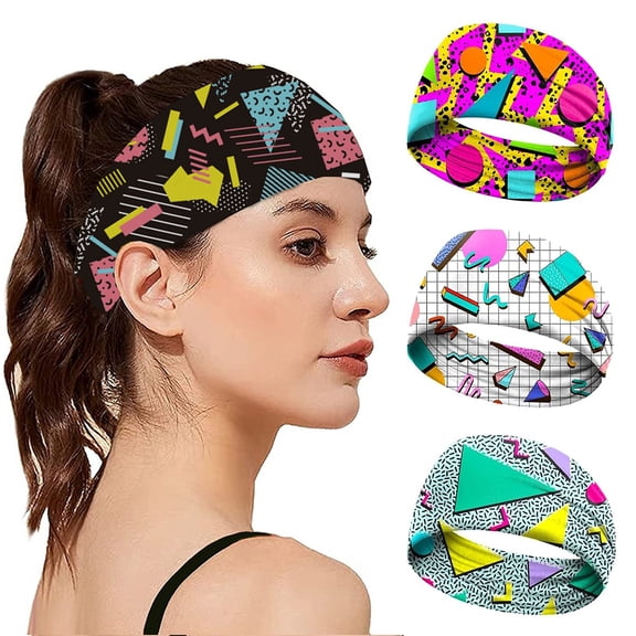 4 Pack 80s 90s Neon Headbands Outfit Accessories for Women Men Retro Vintage Fashion Sweatbands