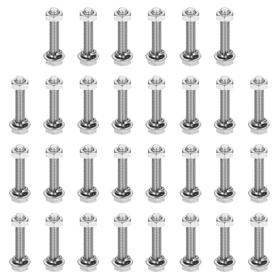 M4 x 22mm 304 Stainless Steel Hex Head Screws Bolts, Nuts, Flat & Lock Washers Assortment Kit, 30 Sets