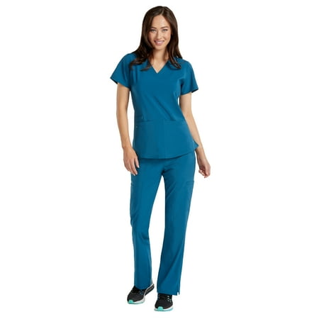

Med Couture ENERGY Women s Racerback Shirttail Serena Scrub Top & Yoga 2 Cargo Pocket Scrub Pant Set [XS - 5XL]