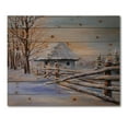 thumbnail image 3 of Designart 'Traditional Cottage Covered With Snow In Winter II' Traditional Print on Natural Pine Wood, 3 of 5