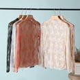 thumbnail image 2 of Camisetas de malla para mujer, Blusa de encaje transparente, Tops transparentes de manga larga, cuello redondo, Top corto para el cuerpo, 2 of 5