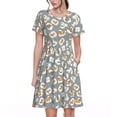 thumbnail image 1 of Fotbe White Popcorn Vestido Largo de Moda para Mujer, Vestido Tipo Camiseta con Manga Corta y Estilo Casual a Rayas y Bloques de Color, 1 of 6