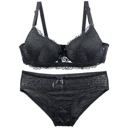 Xdegoge Bras for Women Lace Bra and Panty Set Sexy Bra and Panty Sets Push Up Bra Set Sling Bra Summer Thin Sexy Bra Underwear Black L Sujetadores Sin Varillas Para Mujer Flash Deals