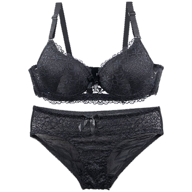 Karight Womens Bras and Panty Sets Push Up Lace Bras Set Plus Size Embroidery Bra Comft Underwear Lift Up Underwire Bra