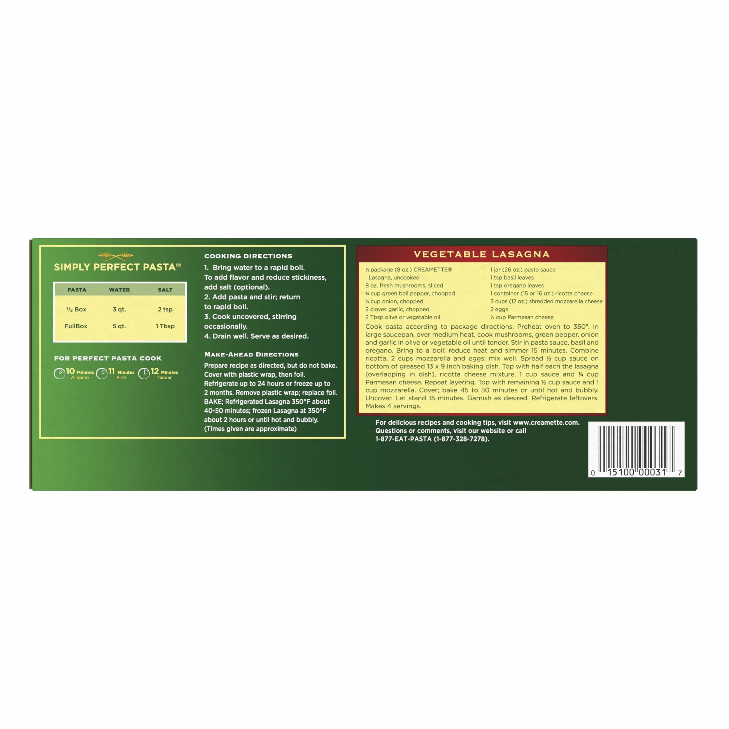 Creamette Wavy Lasagna Pasta Sheets, 16-Ounce Box