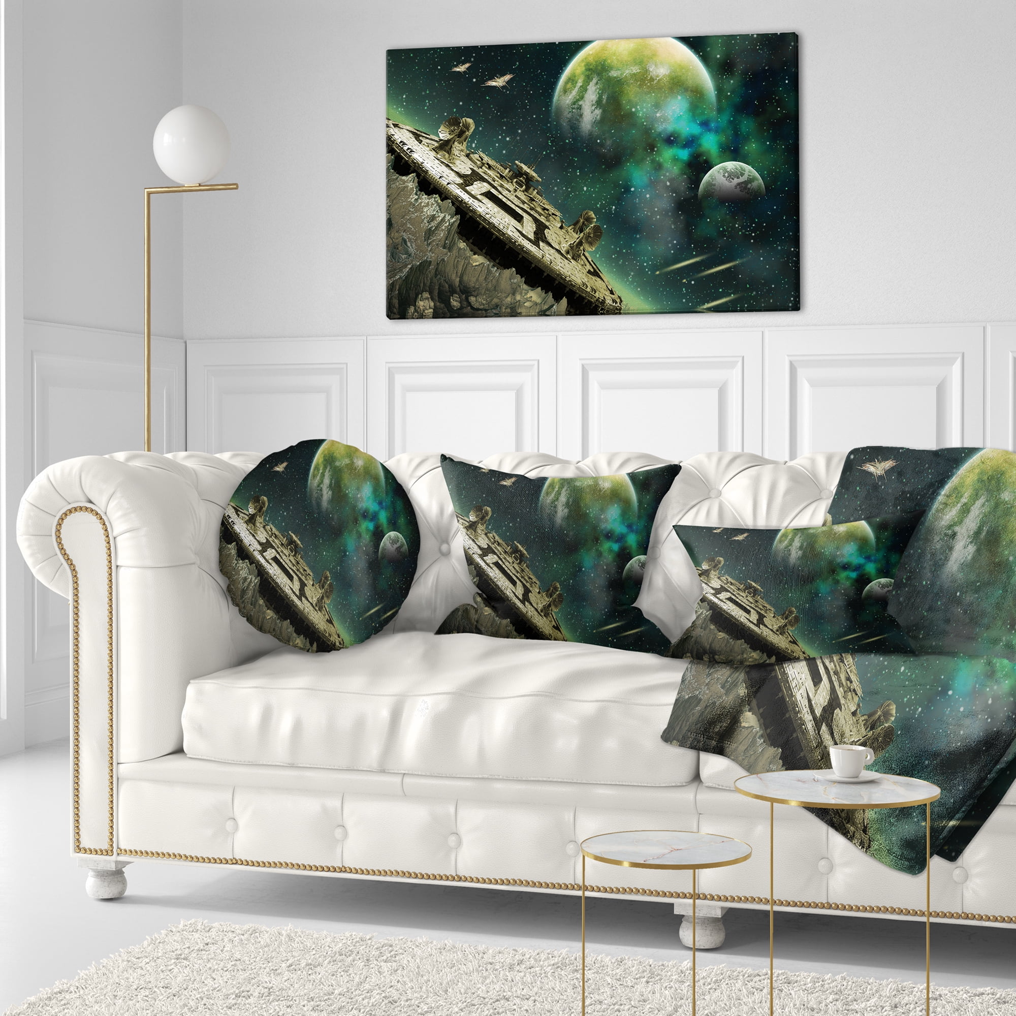 Designart Alien Planet - Abstract Throw Pillow - 12x20