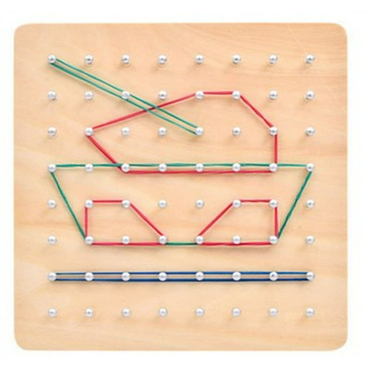 Geo Boards Puzzle Board For Kids Wooden Geoboards With Rubber