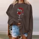 thumbnail image 2 of Gibobby Sudadera Navidad mujer Sudadera para mujer Moda Navidad Estampado O Cuello Casual Sudadera suelta Ajuste Tops Manga larga Camisas de entrenamiento(Café,CH), 2 of 4