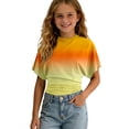 thumbnail image 5 of Girls Tshirts Summer Tops Short Sleeves Solid Color Tees Casual Crew Neck Basic Tees for Kids Yellow 11-12years, 5 of 6