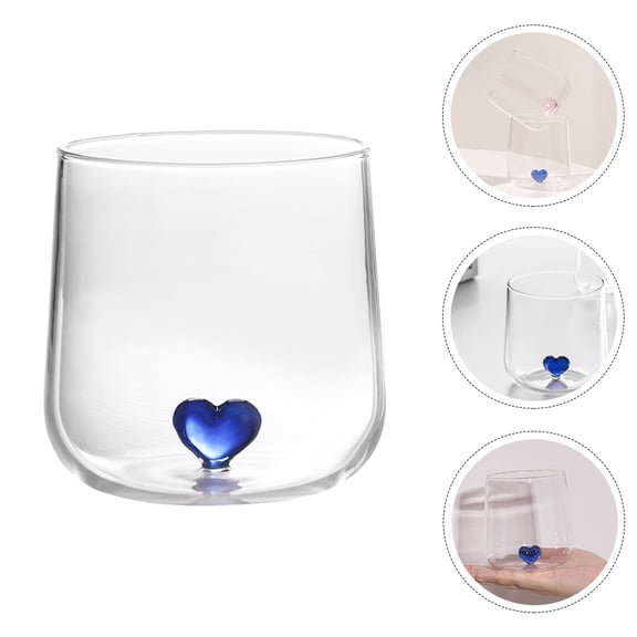 Niceauty Blue Heart Decor Glass Cup for Storage Perfect Tabletop Decoration Suitable for Home Hotel Office Size 12oz