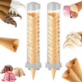 thumbnail image 1 of dispensadores de conos de helado, soportes universales para conos de gofres de 16 × 3,3 pulgadas con 2 juntas, tubos de almacenamiento de conos de gofres de plástico con placas magnéticas y placas adh, 1 of 8