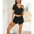 thumbnail image 2 of Richie House Women's Pajama Short Sleeve Sleep Crop Knitted Pj Set Top/Shorts RHW2925-A-XS, 2 of 7