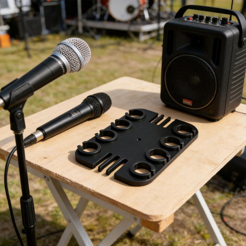 Heavy Duty 8 Hole Microphones Stand Tray For Musicians And Sound Engineers Carbon Steel Materials