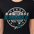 thumbnail image 3 of Women's G-III 4Her by Carl Banks Black San Jose Sharks Super-Slim Lightweight Pinstripe Circle Graphic T-Shirt, 3 of 3