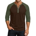 thumbnail image 2 of Resicozy 2025 Henley Shirts for Men Raglan 3/4 Sleeve Vintage Baseball T-Shirts Fall Casual Loose Fit Sport Athletic Tee Tops Coffee 2XL, 2 of 9