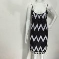 thumbnail image 3 of KAKOWELY Vestido negro con estampado de ondas, elegante vestido de fiesta de verano, disfraz decorativo, falda playera con borlas a la moda para mujer - Talla XL, 3 of 4