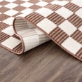 thumbnail image 6 of Hauteloom Kaysar Living Room, Bedroom Machine Washable Area Rug - Square Piles, Checkered - White, Medium Brown - 7'10" x 10', 6 of 12